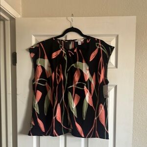 Nine West Orange and Pink Boxy Blouse